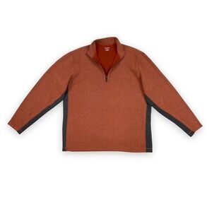 Roundtree & Yorke Sweater Men Medium Orange Long Sleeve 1/4 Zip Pullover NWT